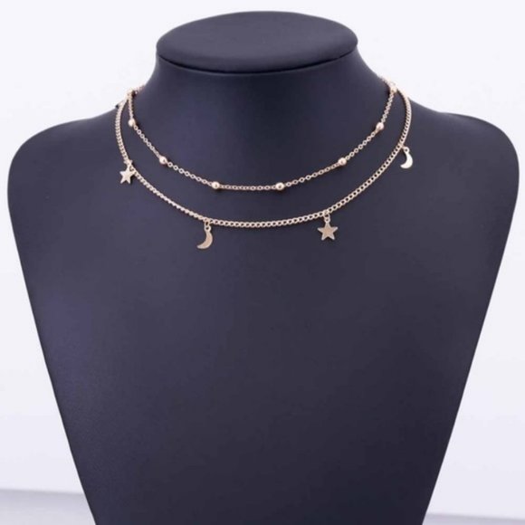 Layered Stars & Moon Necklace (Gold) - Picture 2 of 7